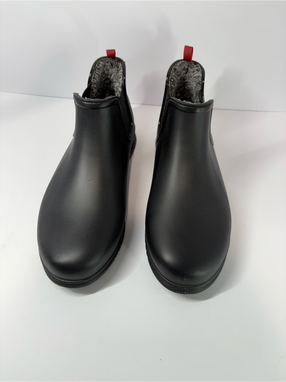 Easy Spirit Rainyday Waterproof Rain Boots Black Fleece Lined Ankle Bootie sz10
